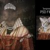 Portrait Template Cat Queen Crown