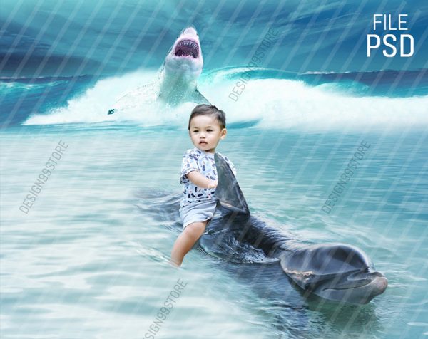 shark digital backdrop baby