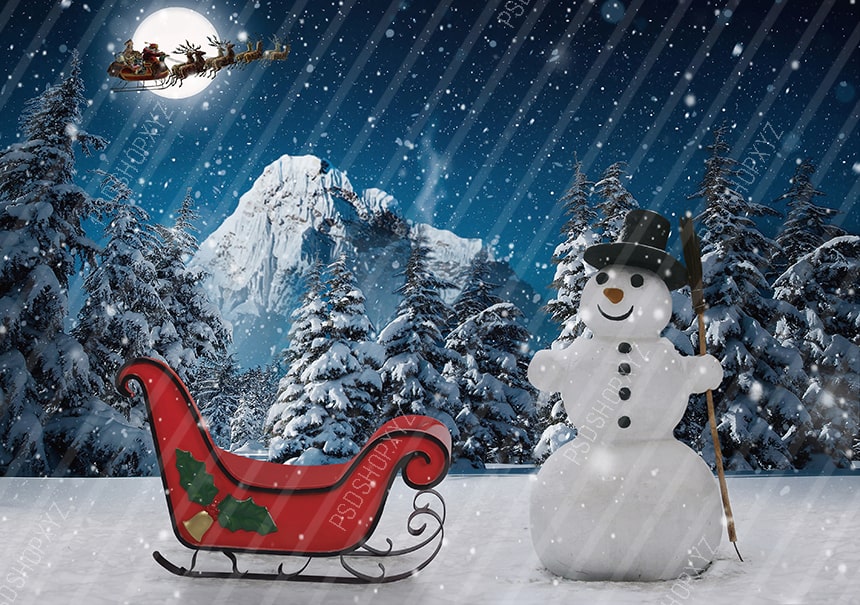 Snowman Christmas Digital Backdrop
